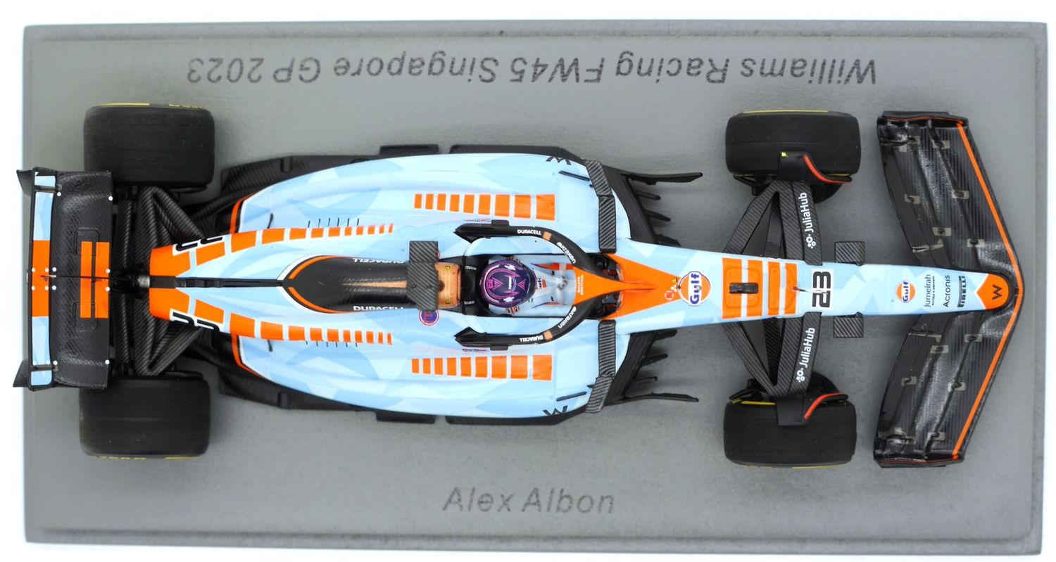 2023 Spark Gulf Williams Mercedes FW45 A Albon Singapore GP 1/43 scale