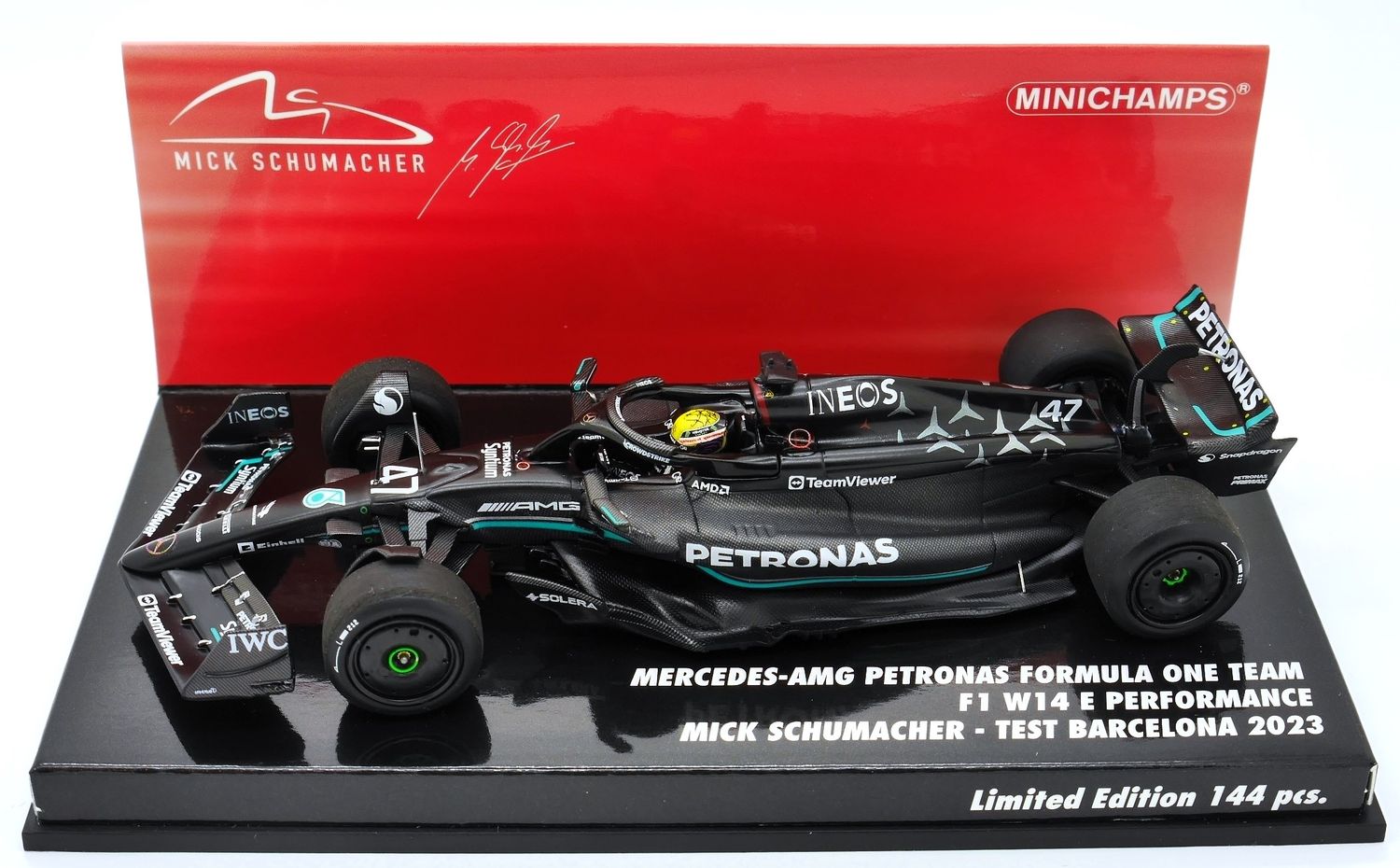 2023 Minichamps Mercedes W14 Mick Schumacher Barcelona test car 1
