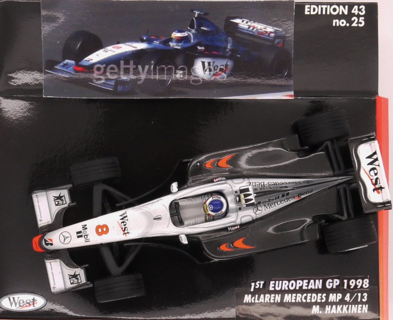 1998 Minichamps West McLaren MP4/13 M Hakkinen -1-43 Scale