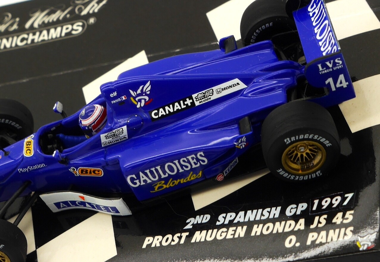 1/43 minichamps PROST MUGEN JS45 トゥルーリ 1997 Minichamps Gauloises Prost Mugen Honda JS45 O Panis Spanish
