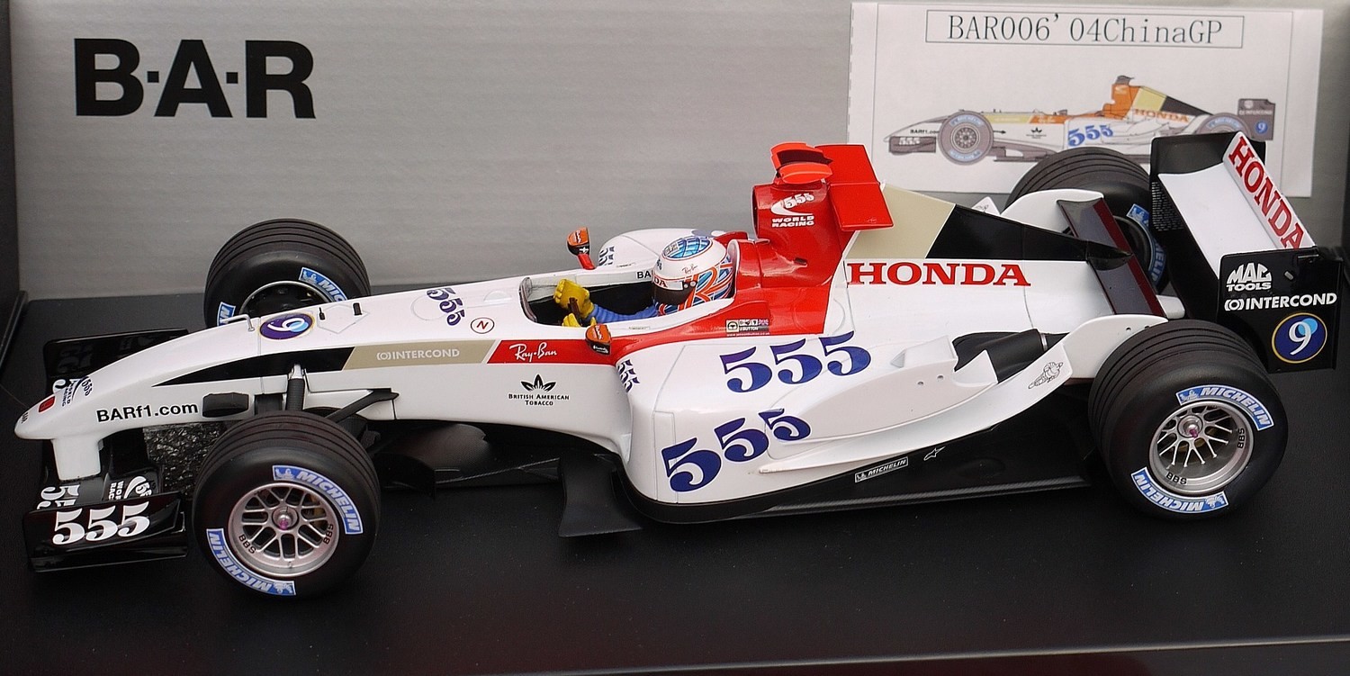 2004 Minichamps 555 BAR Honda 006 J Button Chinese GP 1/18