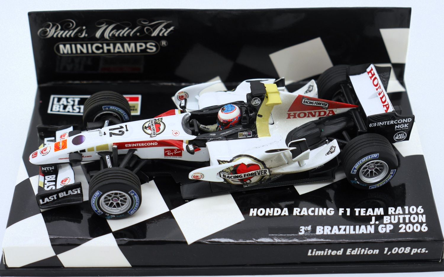 2006 Minichamps Honda RA106 J Button Brazilian GP 1-43