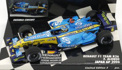 ミニチャンプス　1/43 F１　ルノー　2006 2006 Minichamps Mild Seven Renault R26 F Alonso Japanese GP 1/43