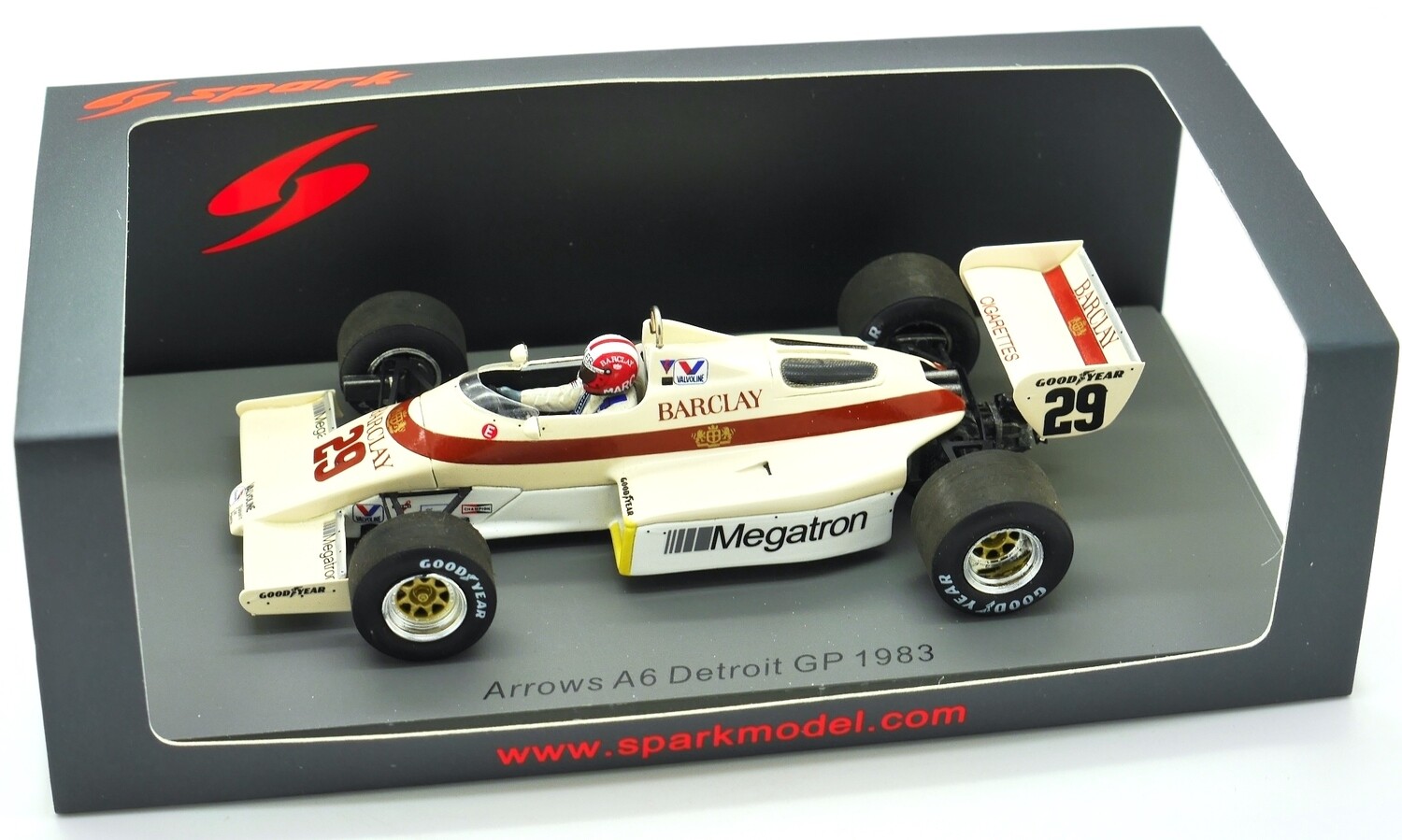 Miniature Spark 1/43 – Arrows A6 – Detroit GP 1983 – Thierry Boutsen – Résine F1