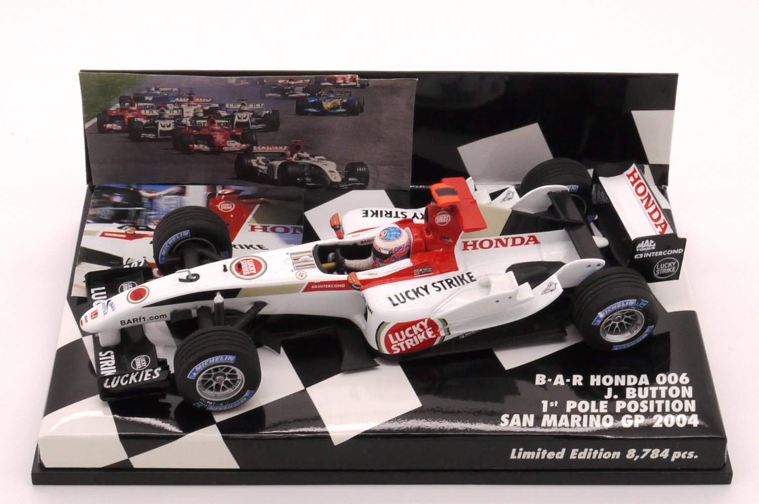 2004 Minichamps Lucky Strike BAR Honda 006 J Button 1st Pole