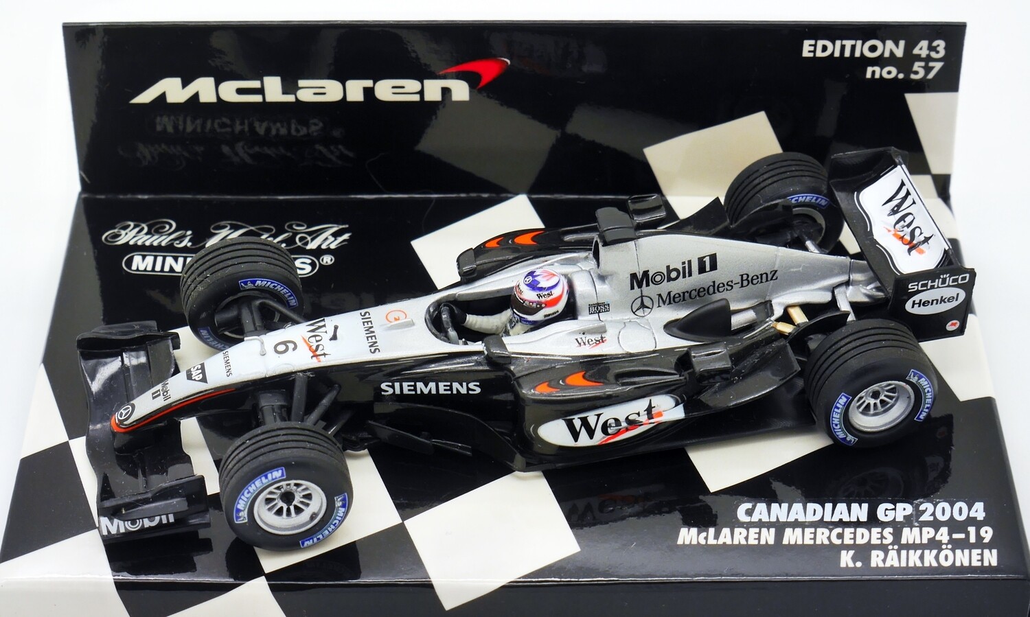 2004 Minichamps West McLaren MP4/19B K Raikkonen Canadian GP 1-43