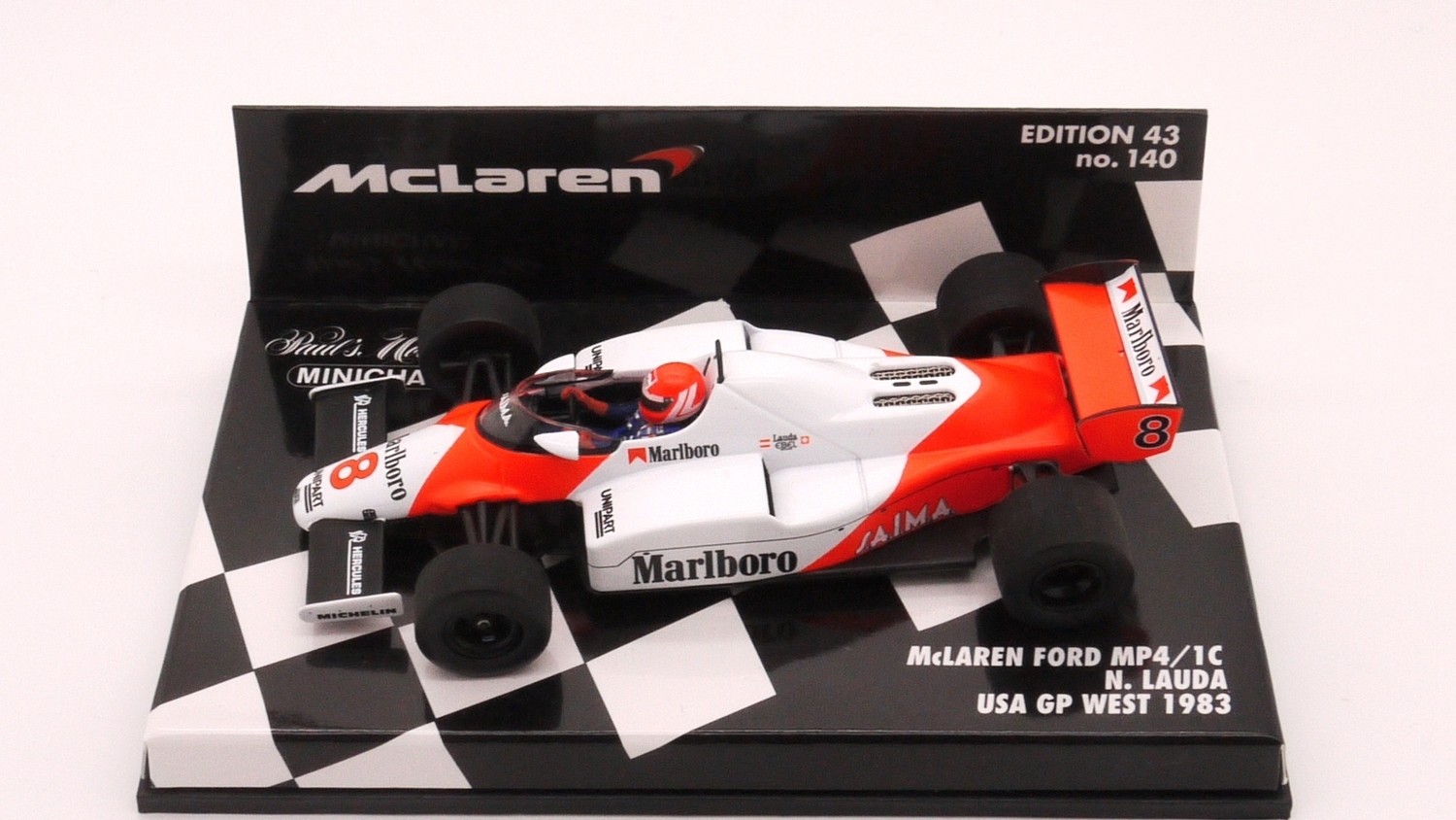 1983 Minichamps Marlboro Mclaren MP4/1c - N Lauda - USA GP - 1/43