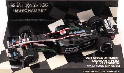 2003 Minichamps European Minardi PS03 J Verstappen Malaysian GP 1/43