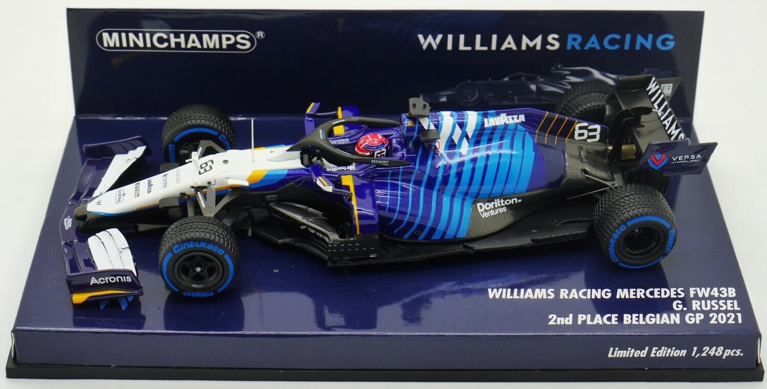 2021 Minichamps Williams Mercedes FW43B G Russell Belgian GP 1/43