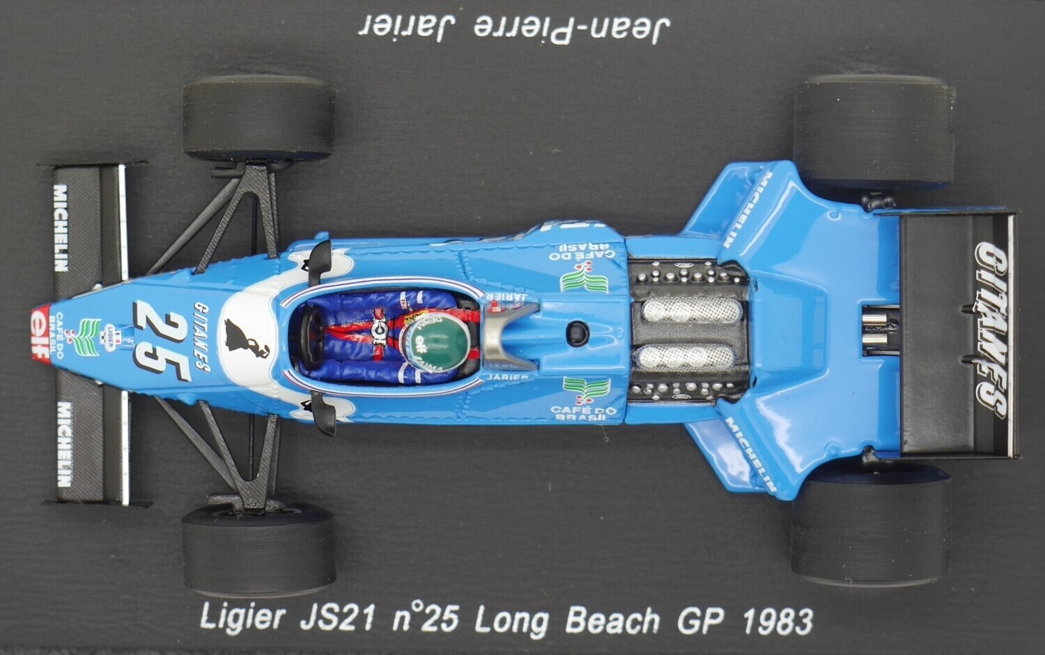 1983 Spark Gitanes Ligier JS21 J P Jarier Long beach GP 1/43