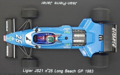 1983 Spark Gitanes Ligier JS21 J P Jarier Long beach GP 1/43