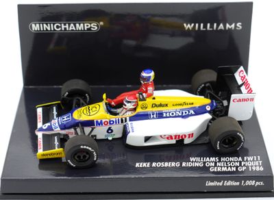 1986 Minichamps Williams Honda FW11 N Piquet K Rosberg German GP 1/43