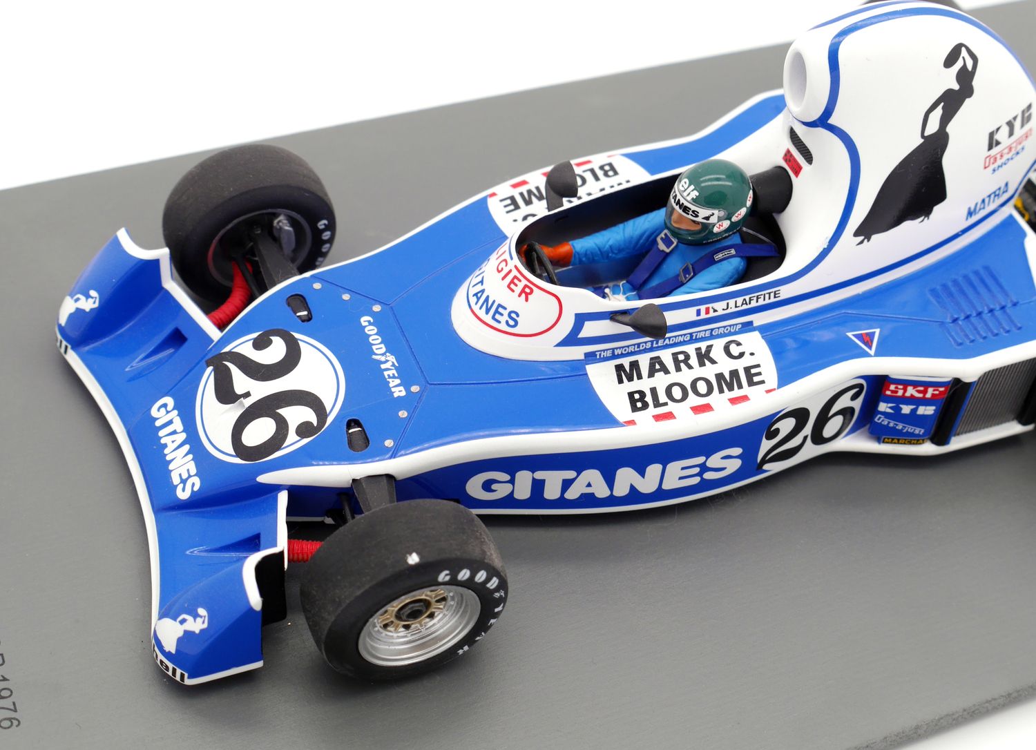 1976 Spark Gitanes Ligier Matra JS5 J Laffite US Long Beach GP 1/18