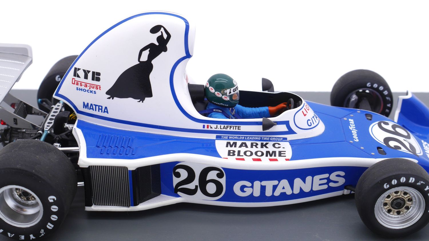 1976 Spark Gitanes Ligier Matra JS5 J Laffite US Long Beach GP 1/18 1976 Spark Gitanes Ligier Matra JS5 J Laffite US Long Beach GP 1/18