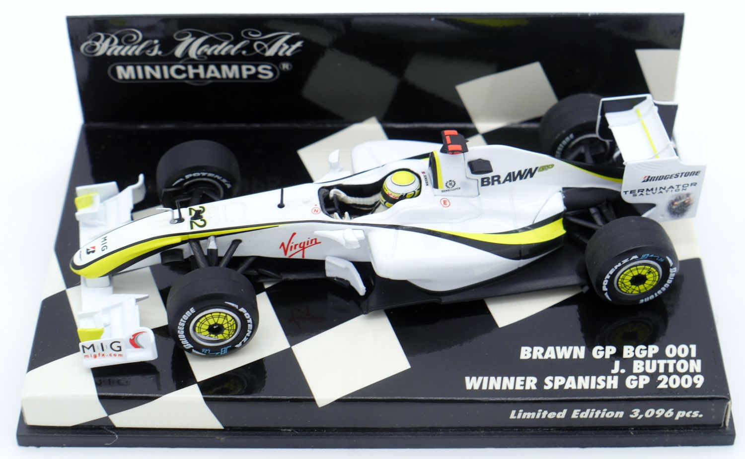 2009 Minichamps Brawn BGP001 J Button Winner Spanish GP 1/43
