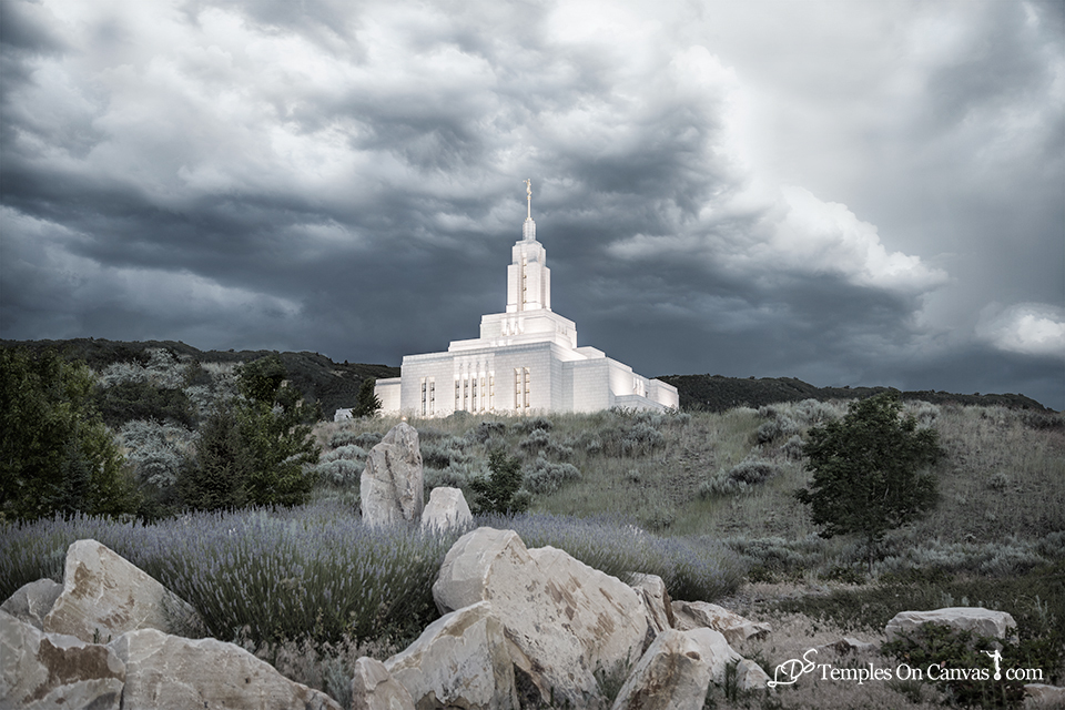 Draper Utah LDS Temple - Mountain of the Lord - Tinted Black & White