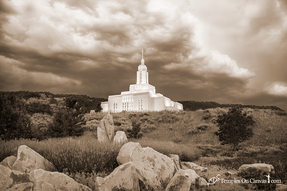 Draper Utah LDS Temple - Mountain of the Lord - Sepia