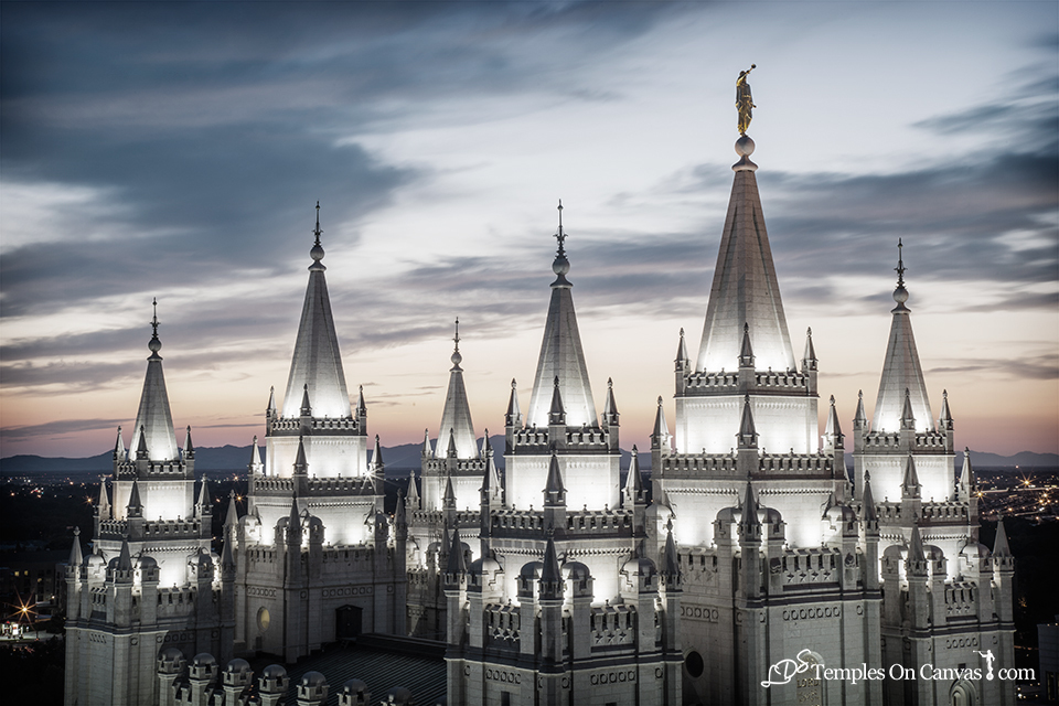 Salt Lake City Utah LDS Temple - Heavenward - Tinted Black & White