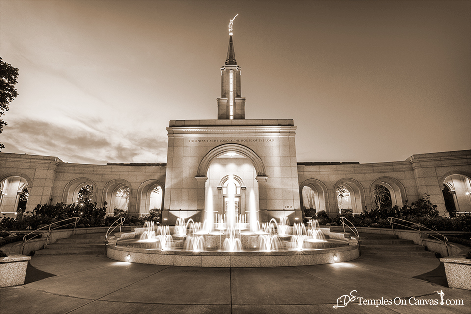 Sacramento California LDS Temple - Living Water - Sepia