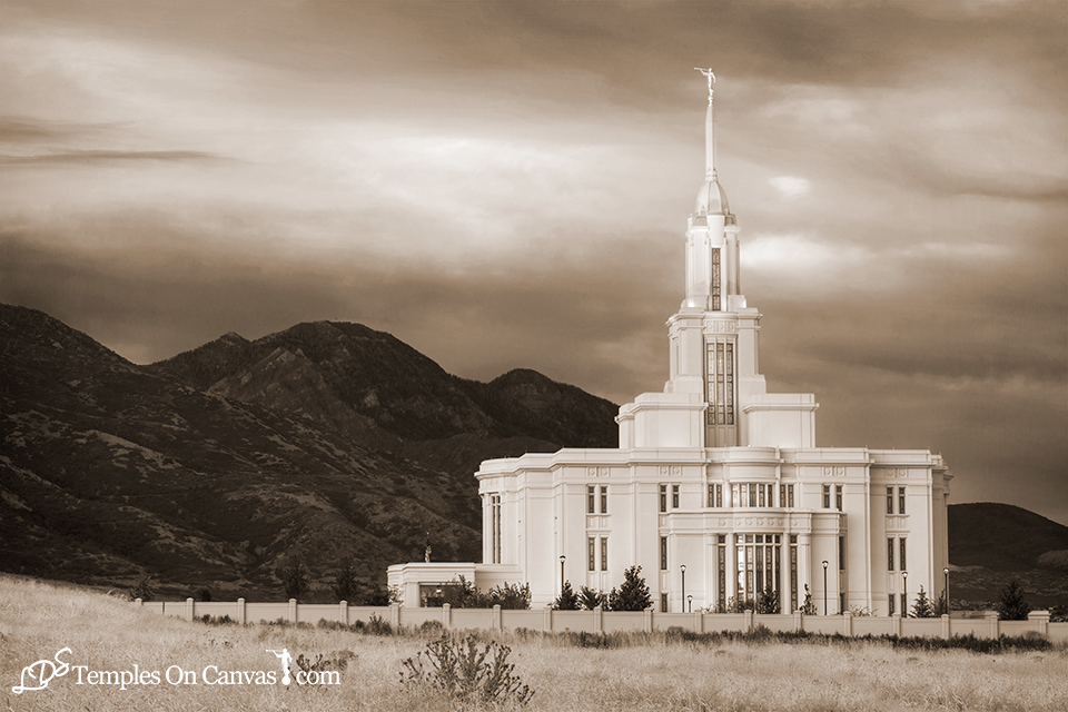 Payson Utah LDS Temple - Mountain of the Lord - Sepia