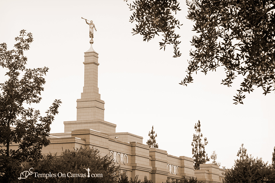 Fresno California LDS Temple - Heavenward - Sepia