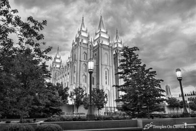 Salt Lake UT LDS Temple - Pioneer Temple - Black & White Print