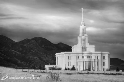 Payson Utah LDS Temple - Mountain of the Lord - Black & White