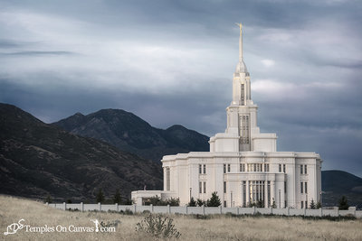 Payson Utah LDS Temple - Mountain of the Lord - Tinted Black & White