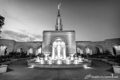 Sacramento California LDS Temple - Living Water - Black & White