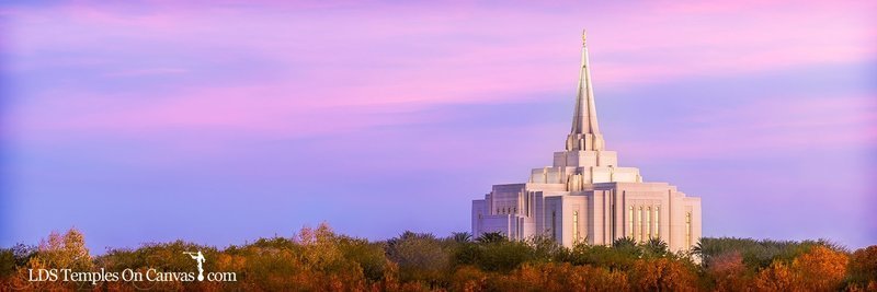 Gilbert Arizona LDS Temple - Autumn Sunset - Color - Panoramic