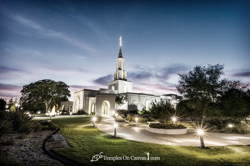 Sacramento California LDS Temple - Peaceful Dusk - Tinted Black & White