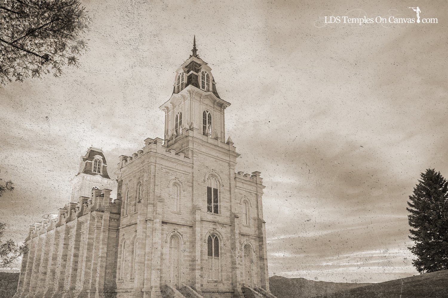 Manti Utah LDS Temple - Summer Sunset - Rustic