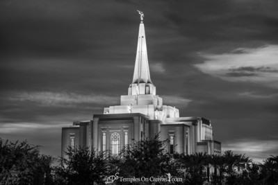 Gilbert Arizona LDS Temple - Peaceful Dusk - Black & White