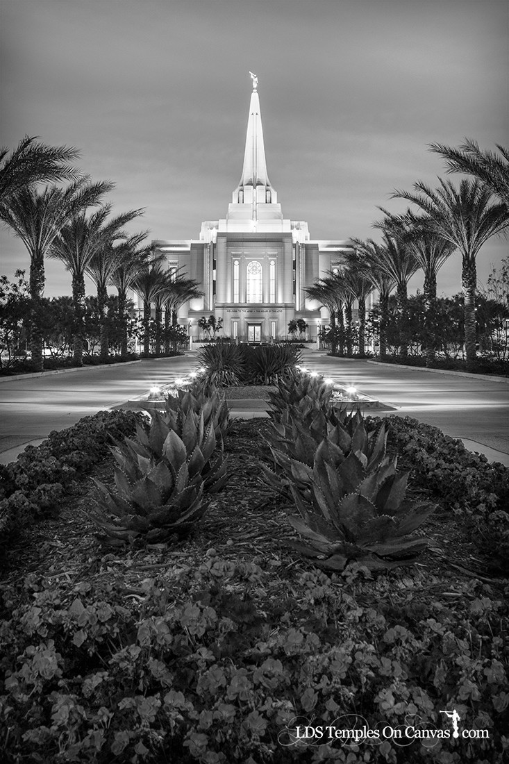 Gilbert Arizona LDS Temple - Heavenly Path - Vertical - Black & White