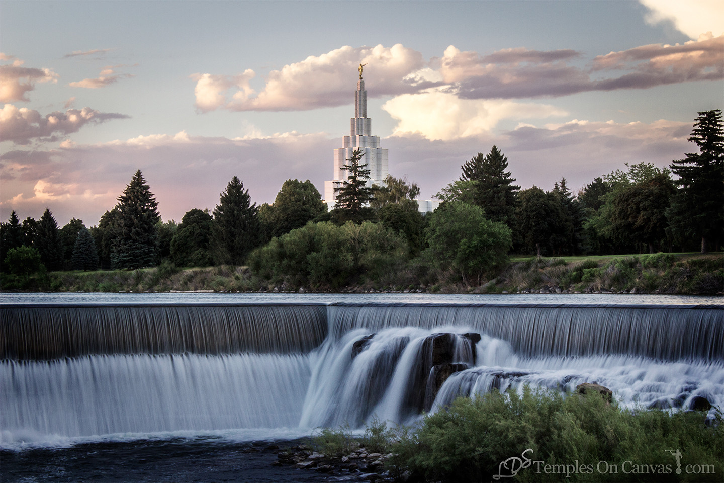 Idaho Falls ID Temple Art - Living Waters - Tinted Black & White