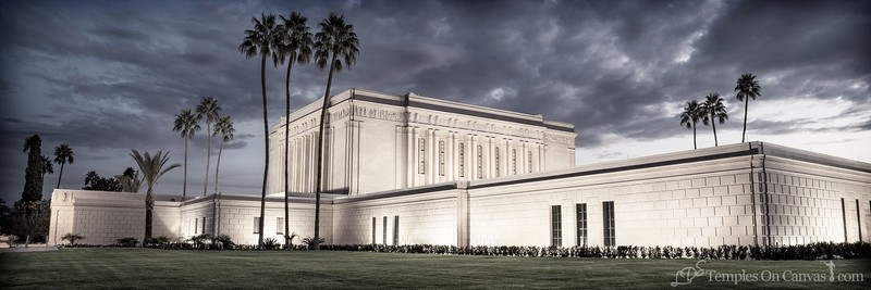 Mesa Arizona LDS Temple - Pioneer Temple - Tinted Black & White - Panoramic