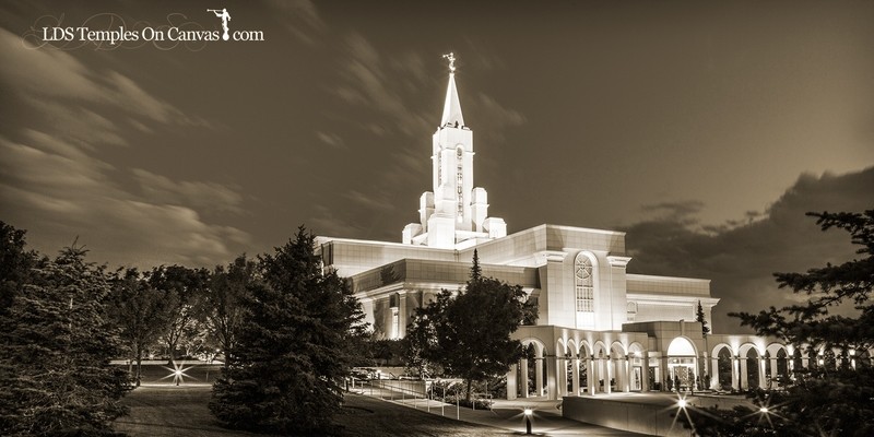 Bountiful Utah LDS Temple - Eventide - Sepia