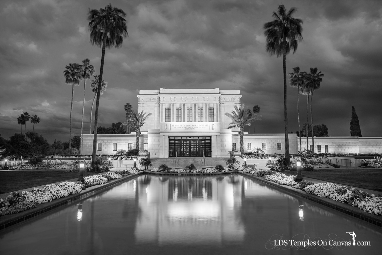 Mesa Arizona LDS Temple - Tempest - Black & White