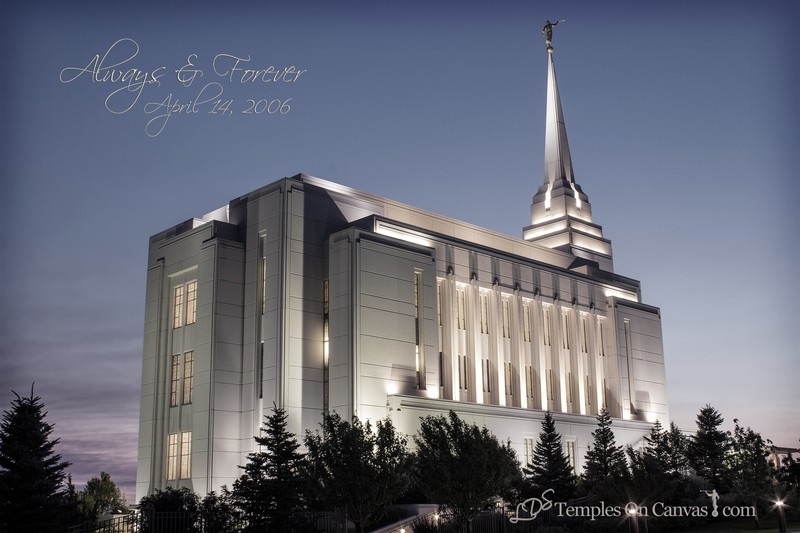 Rexburg Idaho Temple - Light on the Hill - Tinted Black & White