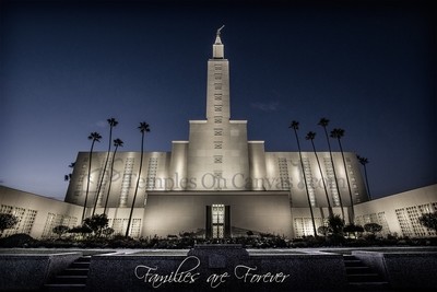 Los Angeles California LDS Temple - Eventide - Tinted Black & White