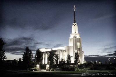 Twin Falls Idaho Temple - Peaceful Dusk - Tinted Black & White