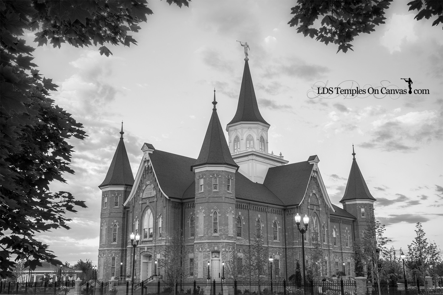 Provo City Center Utah LDS Temple - Eastward - Black & White