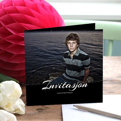 Invitasjon konfirmasjon 15x15 cm - trykk på fire sider