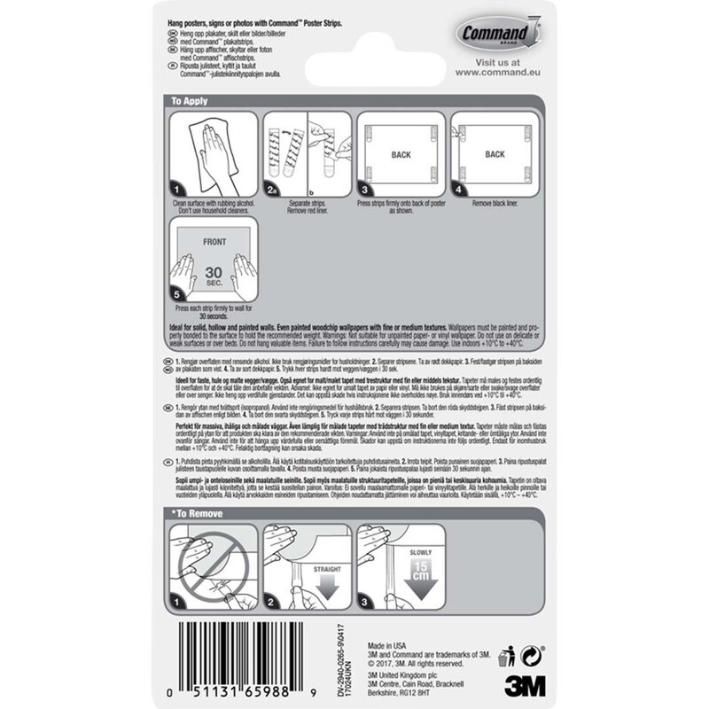 Spikerløst bildeoppheng - Poster Strips 12-pack