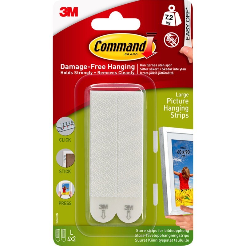 Spikerløst bildeoppheng - Lang 4-pack