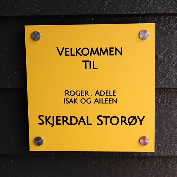 Dørskilt 20x20 cm aluminium