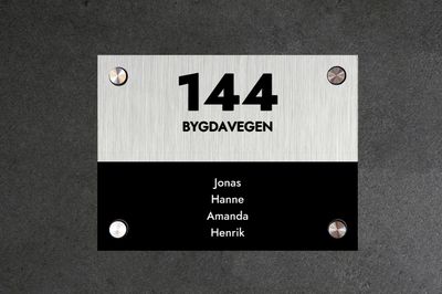 Dørskilt børstet 20x15 cm aluminium