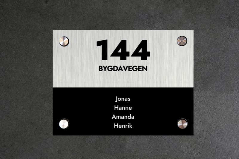 Dørskilt børstet 20x15 cm aluminium