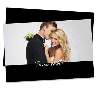 Takkekort bryllup 10x15cm - trykk på to sider, liggende