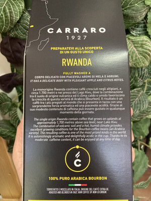 Carraro Мелено Rwanda Specialty  Bourbon Arabica 250 гр.